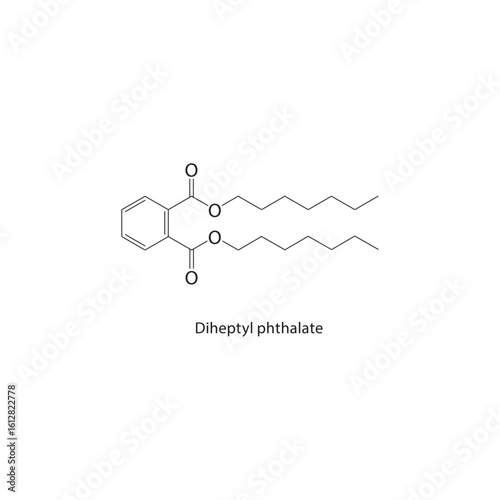 Diheptyl sulfide skeletal structure. Alkyl Sulfide compound schematic illustration. Simple diagram, chemical formula.