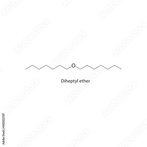 Diheptyl phthalate skeletal structure. Phthalate Ester compound schematic illustration. Simple diagram, chemical formula.