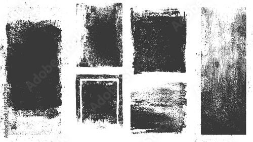set  highly detailed letterpress / stamp / rolled ink textures isolated over a transparent background. 