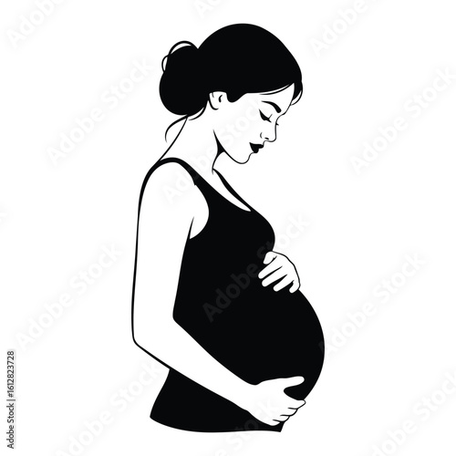 illustration of silhouette of a pregnant woman holding her belly
