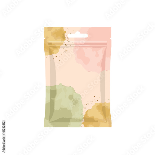 Elegant pastel package design with colorful accents, artistic branding