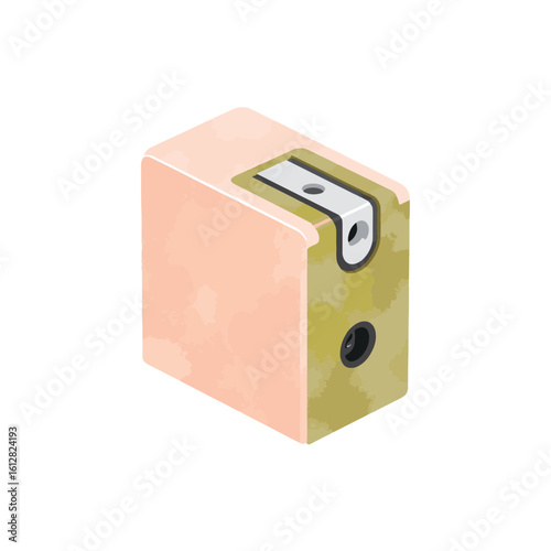 Stylish pastel pencil sharpener on white background, modern aesthetics