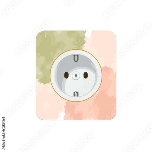 Pastel power socket with gold and olive accents, modern decor
