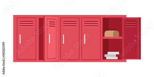 Locker open. Locker room. Student locker open door. 