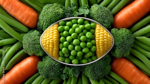 Fresh Green Vegetables and Colorful Healthy Ingredients Arrangement