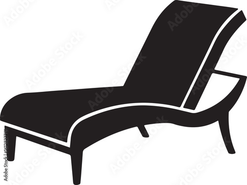 chaise lounge silhouette, black and white silhouette, vector and illustration