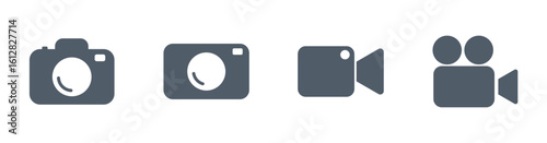 Camera icon for photography, photo, video, camcorder. Solid vector icon.