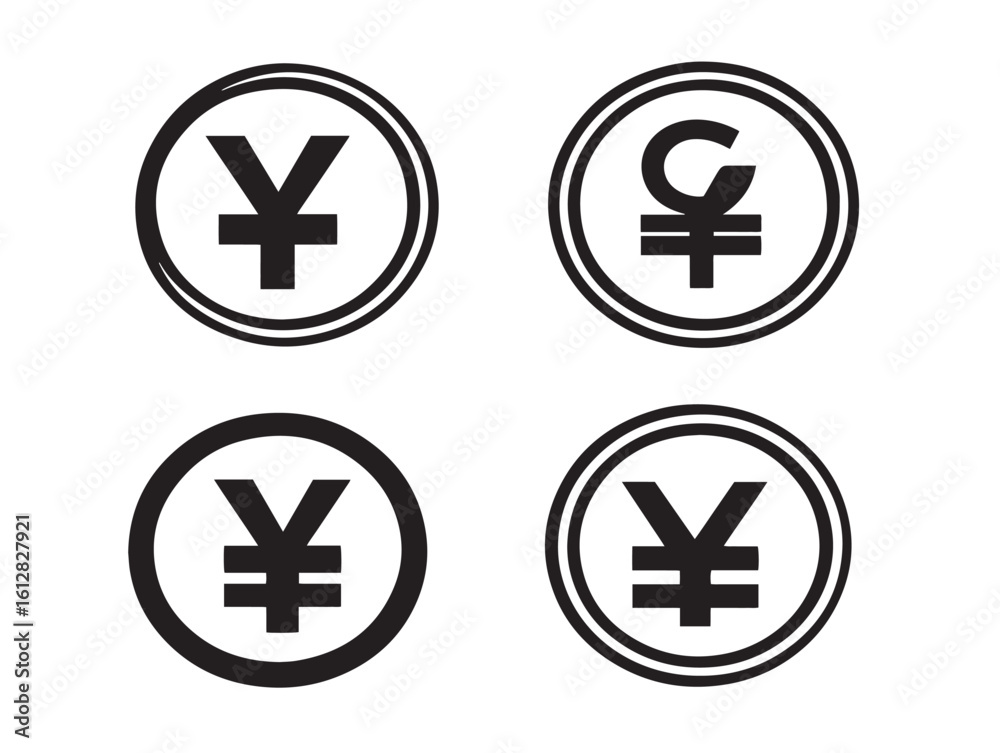 Fototapeta premium Currency yen symbols set in flat vector design