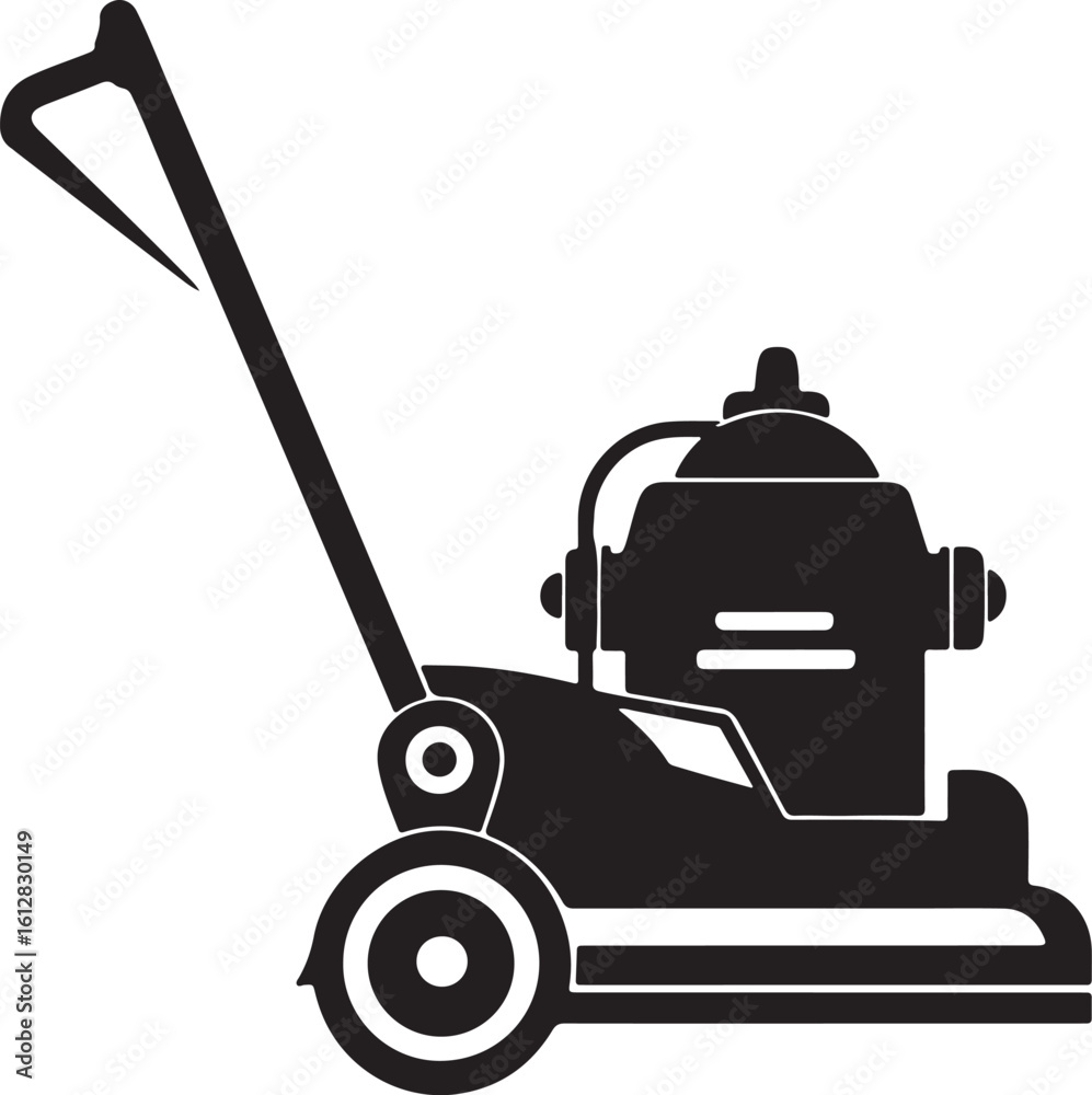 Fototapeta premium brush cutter machine silhouette, black and white silhouette, vector and illustration