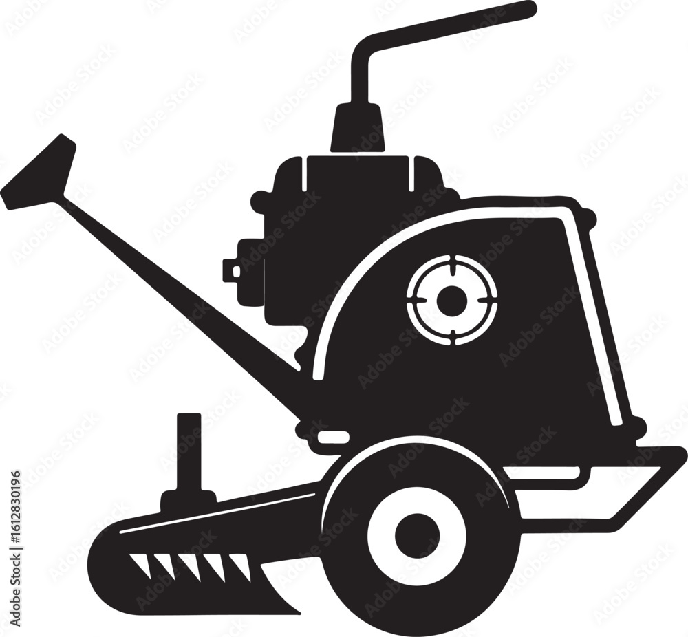 Fototapeta premium brush cutter machine silhouette, black and white silhouette, vector and illustration