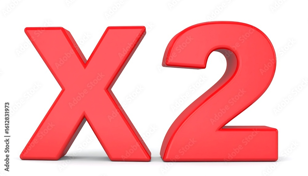 Obraz premium Red 3D numerals X2 on white background