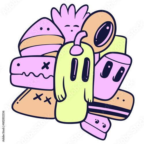 Doodle Abstract Monster Illustration Cartoon Art Digital Drawing