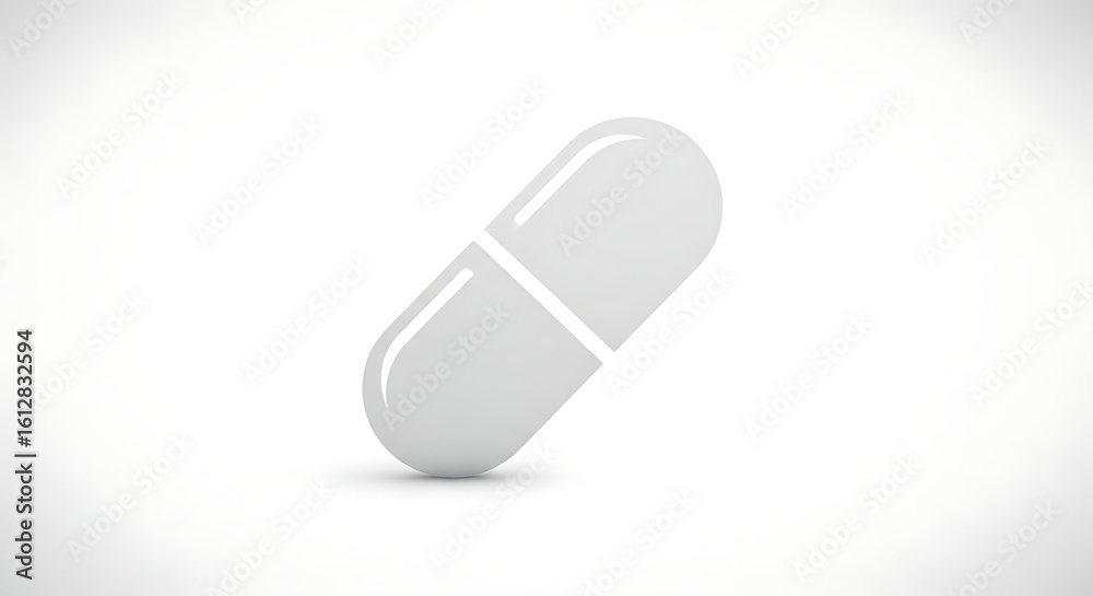 A single white capsule pill isolated on a white background in a studio shot with soft lighting ai generated A single white capsule pill isolated on a white background in a studio shot with soft lighting ai generated