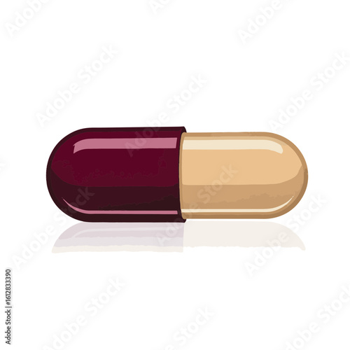 Vitamin capsule silhouette on white background, health and wellness