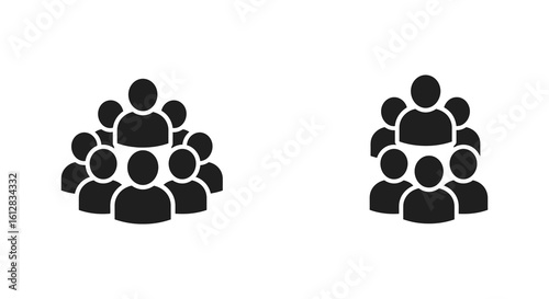 Two Groups of People Facing Each Other Black and White Icon
