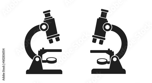 Two Microscopes Black and White Vector Illustration Science Research