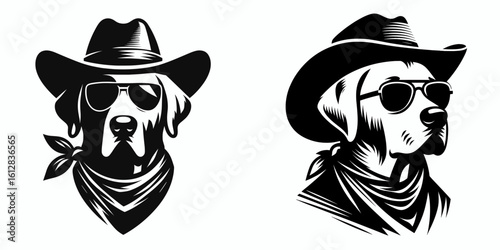 porpoise Wear cowboy and sunglass. Cartoon Minimal Clipart Silhouette Vector Illustration Line Art Illustration. Sea mammal with western apparel eyewear rodeo costume accessory.