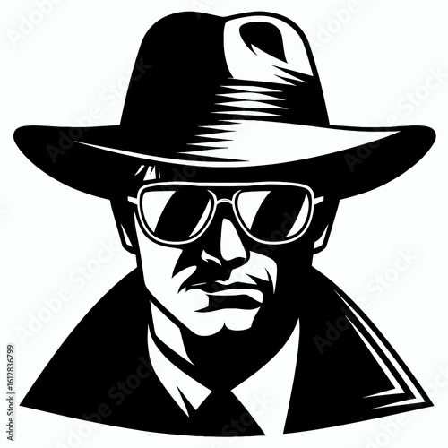 thrush Wear cowboy and sunglass. Cartoon Minimal Clipart Silhouette Vector Illustration Line Art Illustration. Yeast infection treatment attire with western hat sun protection eyewear.