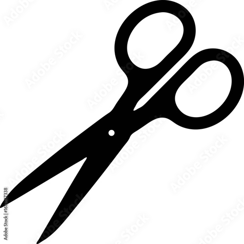 Silhouette of Open Scissors in Diagonal Pose with Sharp Clean Edges