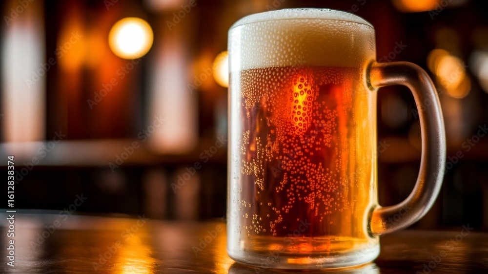 glass of beer on the table glass of beer on the table