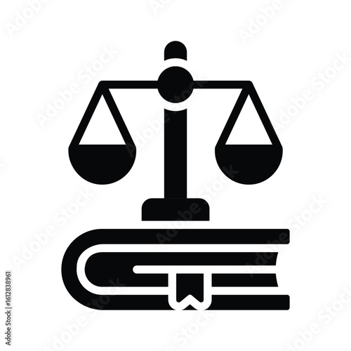A modern glyph icon of opened law book