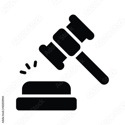 Well designed glyph icon of courtroom gavel hammer