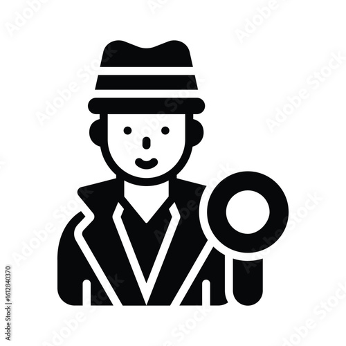 Trendy glyph icon of private detective with magnifier