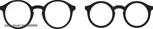 Abstract black silhouette of oval eyeglasses