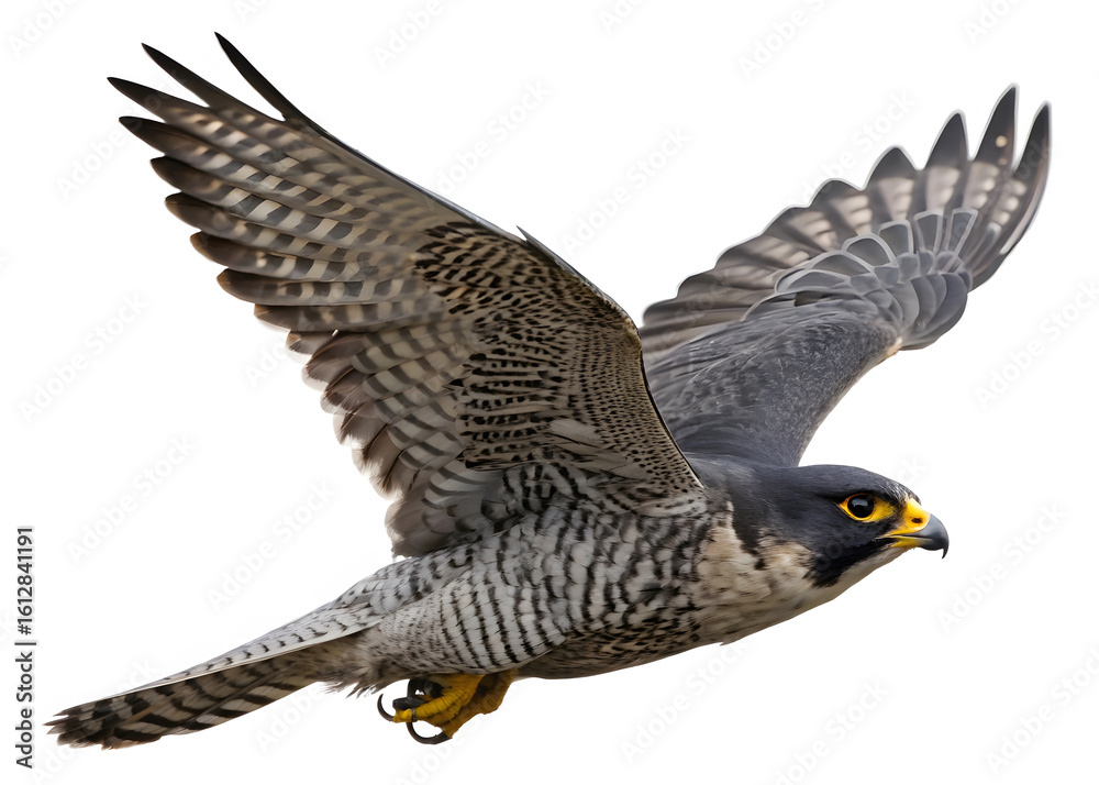 Obraz premium Peregrine Falcon in Flight Isolated on White Background