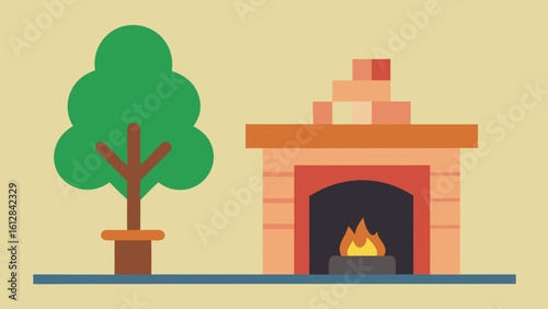 fireplace tree cozy home holiday decoration warm ambiance