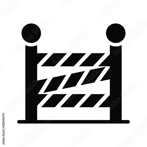 A modern glyph icon of tape barrier