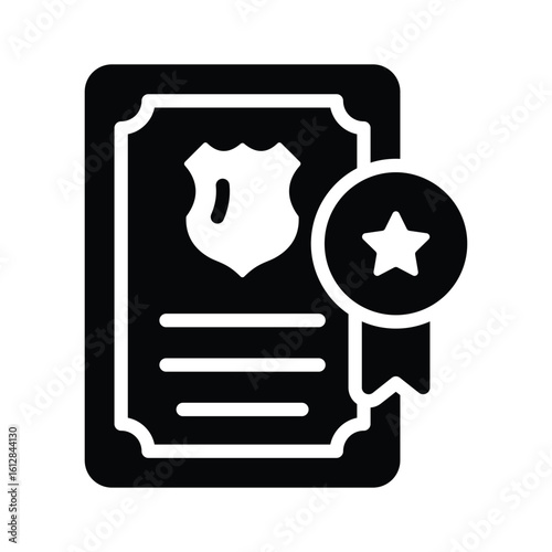 A premium glyph icon of police certificate award