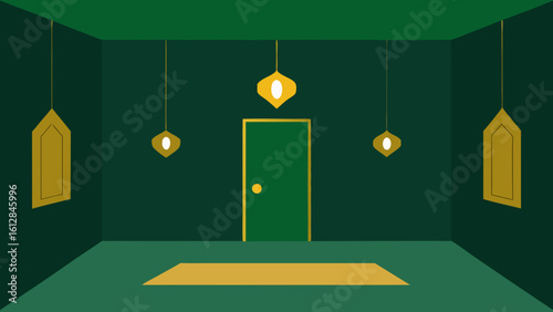 deep green room gold decorations