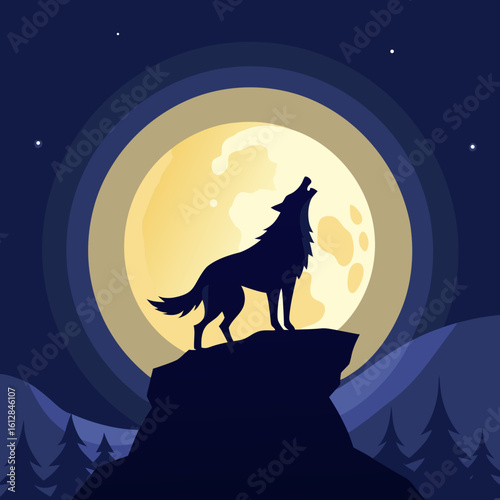 wolf howling at the moon