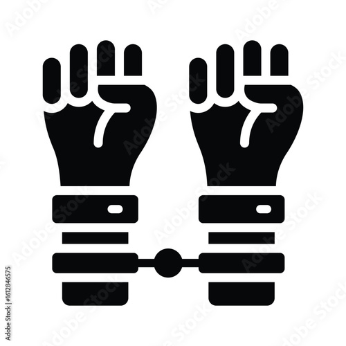 Trendy glyph icon of metal arrest cuffs set