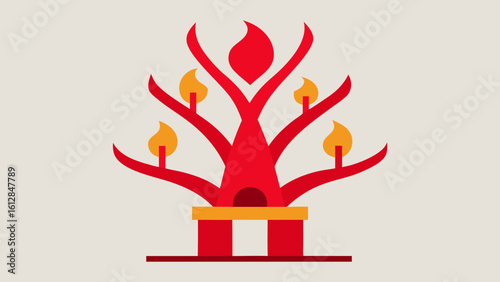 tree red ribbons fireplace christmas warmth