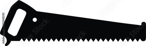 Hacksaw silhouette vector, hand saw flat icon vector