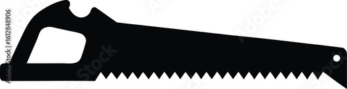 Hacksaw silhouette vector, hand saw flat icon vector
