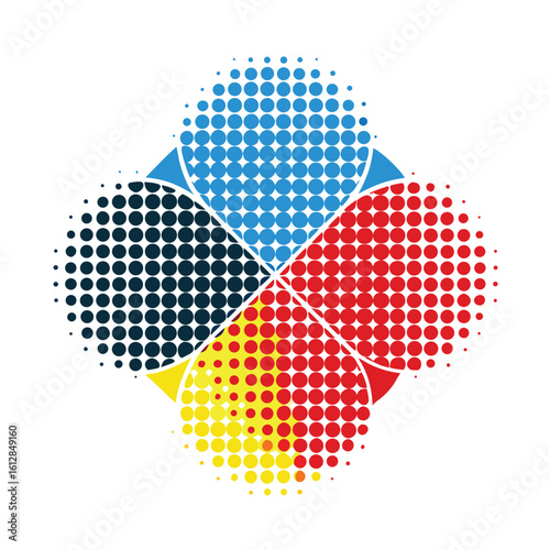 abstract halftone white background set in three colors 