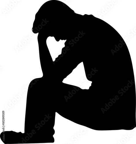 Person Sitting in Emotional Despair Silhouette