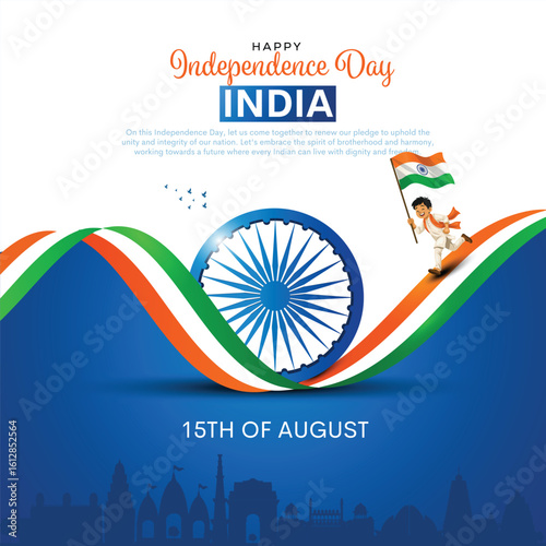 15th of august happy independence day of india. creative vector illustration design.