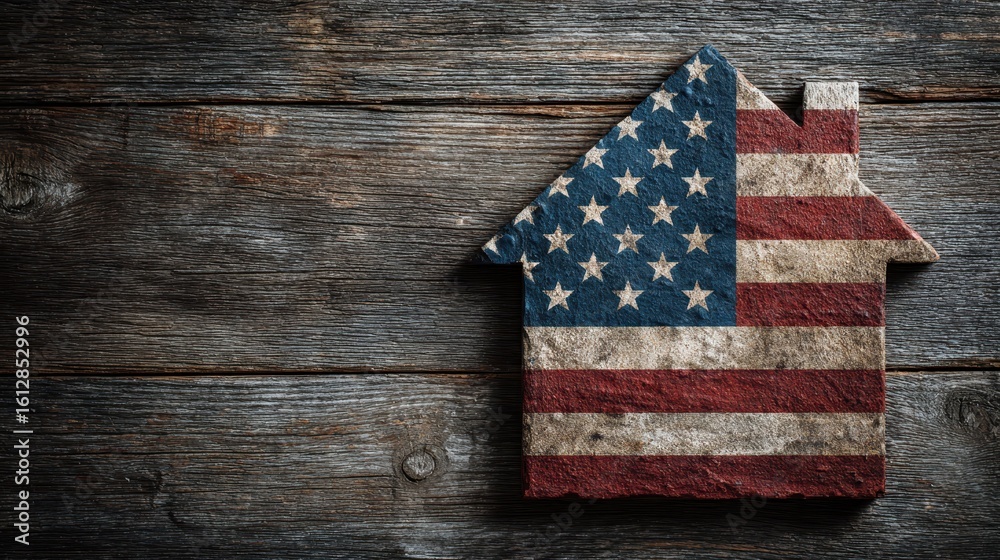 Obraz premium 4th of July American Flag House Concept with USA Theme and Patriotic Elements