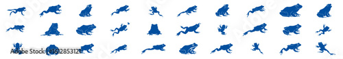 blue frog silhouettes isolated