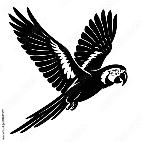 Flying Parrot Tropical Bird Vector Illustration