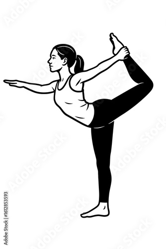 Woman in Dancer's Pose Yoga Asana - Illustrating Balance and Flexibility