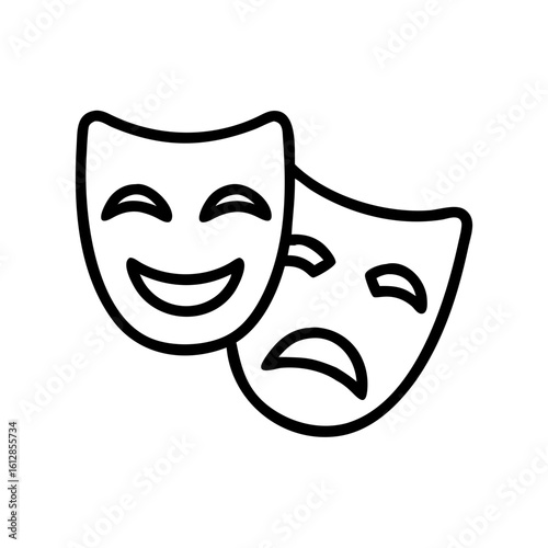 Comedy and tragedy masks art shows dramatic theater performances. Concept art showcases comedy and tragedy masks with smiles and tears.