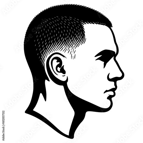 Man's Profile with Short Buzz Cut Hairstyle - Clean and Military Style Haircut