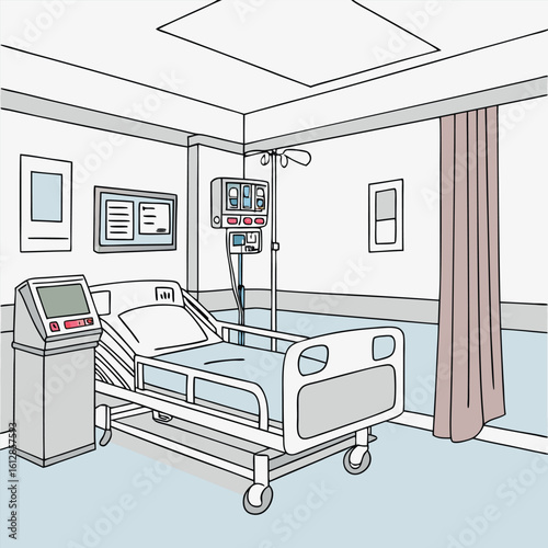 ICU room vector with medical equipment generated by ai
