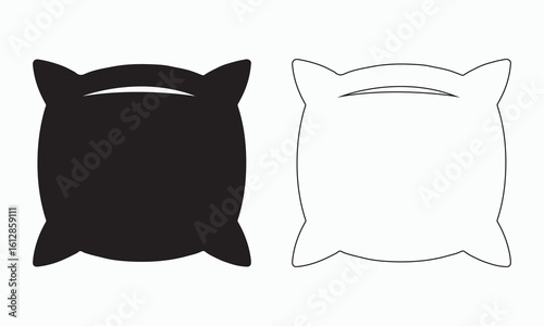 Simple Black and White Pillow Icon Set
