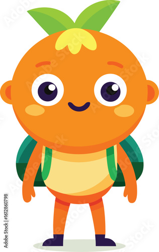 Smiling Orange Character with Suspenders